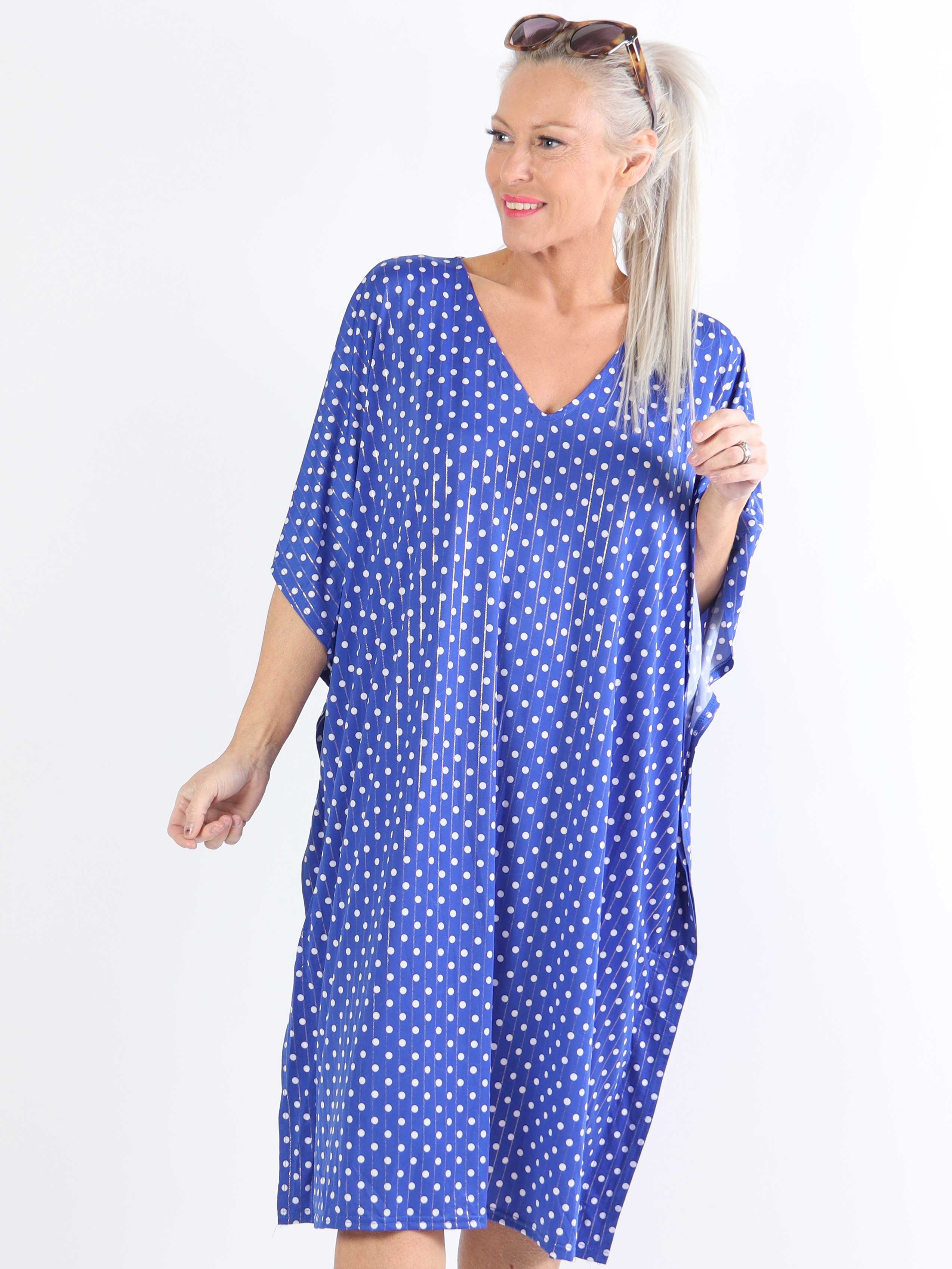 Azmina Dot - Elastisk plus size tunikakjole i loose fit